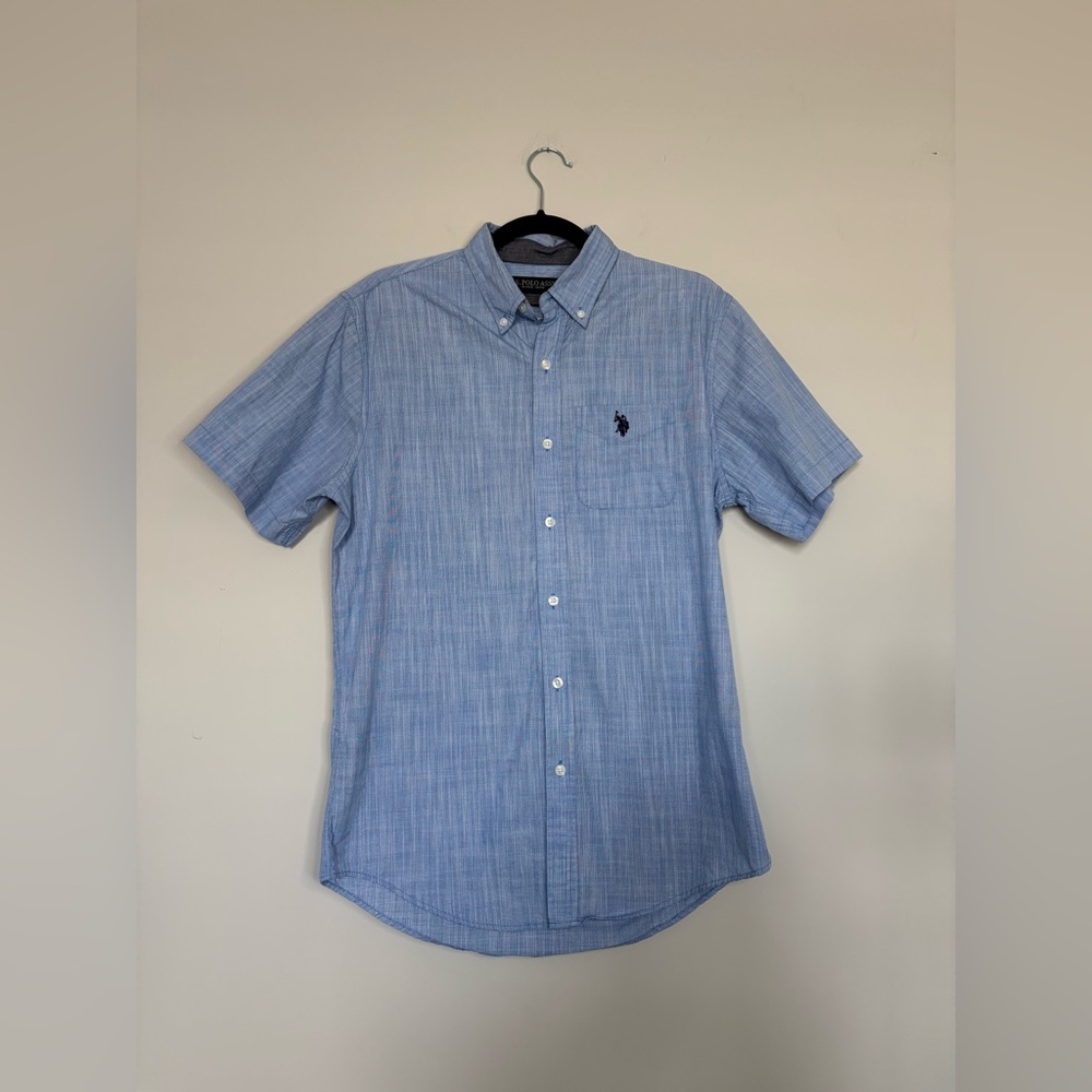 U.S. POLO ASSN. Light Blue Mens Button Down Size S Front Pocket Summer Vacation